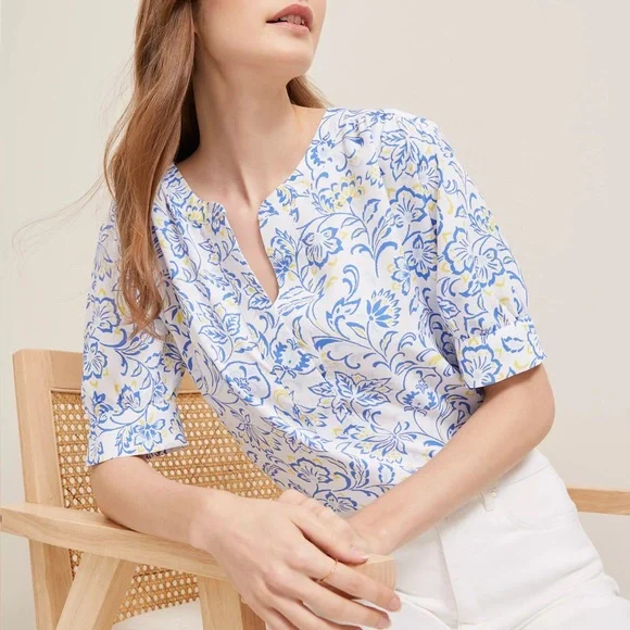 NWT Ann Taylor Paisley Floral Half Sleeve Shirt - Picture 2 of 3